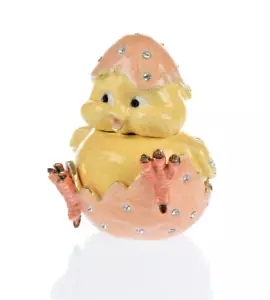 A chick hatches Trinket Box Hand made  by Keren Kopal with  Austrian Crystals - Picture 1 of 9