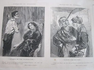 Gravure 1864 - Masques et Visages par Gavarni - Picture 1 of 1