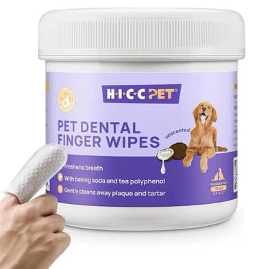 HICC Pet Teeth Cleaning Wipes Dogs & Cats, Vet-Rec Remove Bad Breath & Plaque - Image 1 of 4