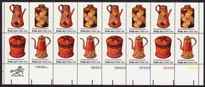 Scott #1778a Folk Art (Pennsylvania Toleware) Plate Block of 16 Stamps - MNH LR - Picture 1 of 1