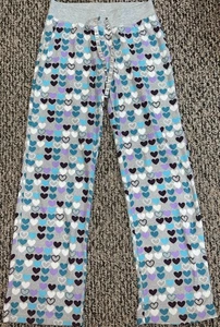 Pigiama donna Aeropostale pile pantalone taglia S grigio multicolore cuori coulisse! - Foto 1 di 15