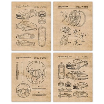 Classic Bentley Motors Patent Prints, 4 (8x10) Art Decor Home Workshop Office - Image 1 of 4