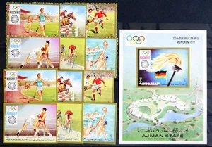 AJMAN 1972 Sommer OLYMPICS, Cpl Superb MNH/** Perf + Imperf Sets + Sheet, Boxing - Bild 1 von 1
