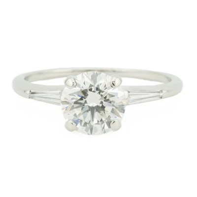 Anillo de compromiso redondo de diamantes y acentuados J/VS1 de 1,00 quilates en oro blanco de 14 k - talla 5 Foto 1 de 4