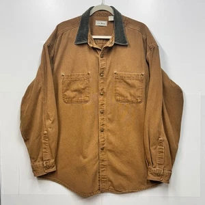 L.L.Bean Canvas Shirt Jacket Corduroy Collar Button Up Workwear XL - Picture 1 of 14