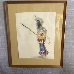 Original Nativo Americano Guerrero Sioux Dibujo Earl Livermore Tribu Pies Negros - Imagen 1 de 18