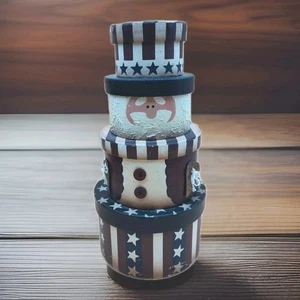 Decorative Patriotic Uncle Sam Stack Boxes - 10 Inch Tall - Picture 1 of 8