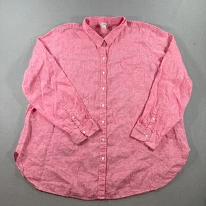 LL Bean Premium Washable Linen Shirt Womens 3XL Pink Tunic Button Long Sleeve - Picture 1 of 9