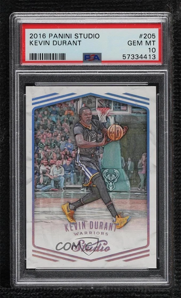 2016-17 Panini Studio Kevin Durant #205 PSA 10 GEM MT Sketch - Image 1 of 2