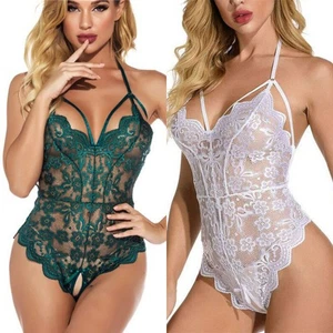 Sexy Nightwear Lace Bodys Underwear Crotchless Womens Bodysuit Lingerie - Picture 1 of 14