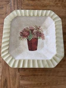 Ceramica Due Torri Italy Square Flowers in Vase Side Plate 9.5 x 9.5 - Picture 1 of 4
