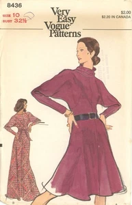 Vogue 8436 Fit & Flare Dress w Dolman Sleeves & Draped Collar Sz 10 CUT COMPLETE - Picture 1 of 6