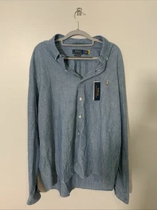 Polo Ralph Lauren NWT Mens XXL RL Prepster Classic Fit Shirt Indigo Long Sleeve - Picture 1 of 10