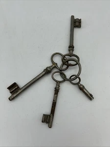 Vintage Metal Skeleton Keys Heart Oval Barrel Door Set - Bild 1 von 13