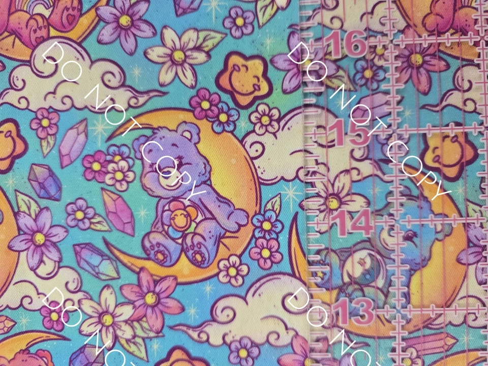 Custom 100% Cotton Woven Fabric Bears Boho Crystals Cartoon 1/4 Yard 9x56 V2 - Image 1 of 2