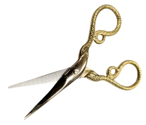 Vintage Style Scissors "Snake" Design Gold Finish 100 mm (4") - Bild 1 von 4