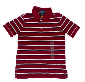 Polo Ralph Lauren Boys Red White Blue Stripe Jersey Knit Polo - Picture 1 of 2