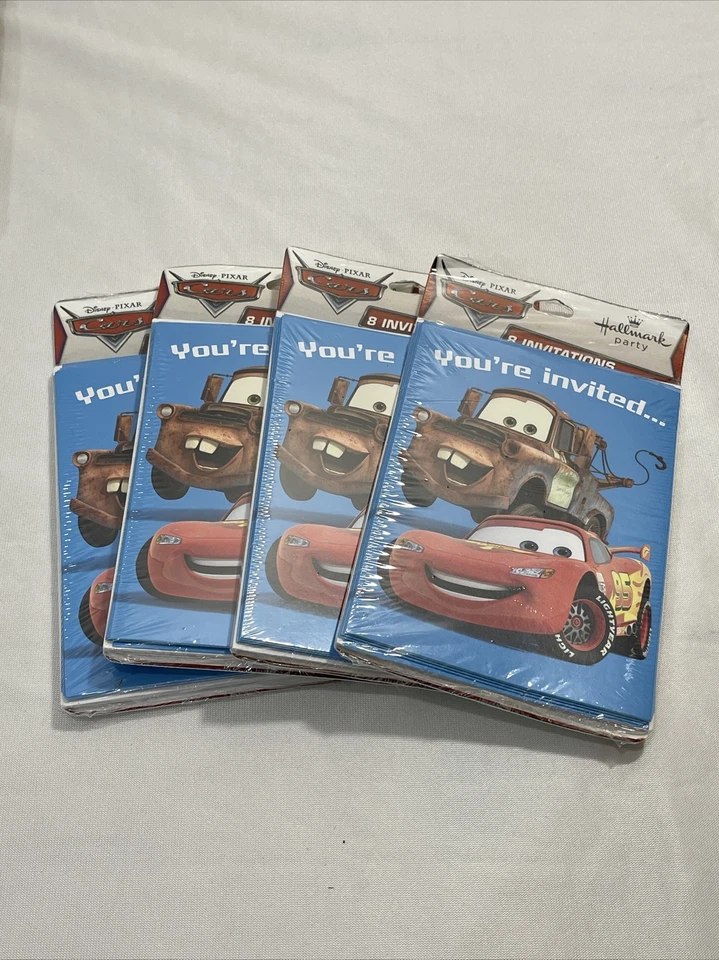 4 Lot Party Invitations DISNEY PIXAR CARS 8 Pk Cards Birthday Supplies Hallmark - Image 1 of 4