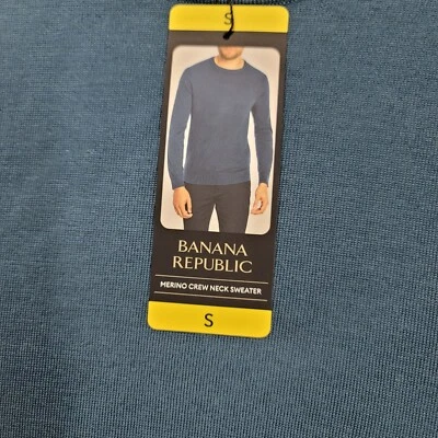Suéter Banana Republic Para Hombre Talla Pequeña Azul Cuello Redondo 100% Lana Marino Foto 1 de 4