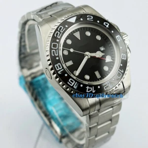 43mm estéril esfera negra bisel rojo cristal zafiro automático fecha reloj regalo - Imagen 1 de 7