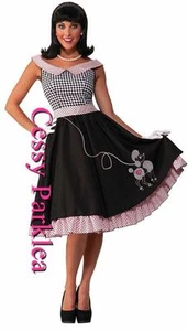H-J1-1 Ladies 1950s Grease Bopper Poodle Hop Diva Sock Hop Fancy Dress Costume - Picture 1 of 1