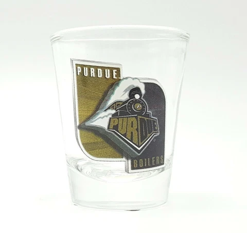 Purdue Boilermakers Clear Shot Glass 2 oz Round NCAA Sports College Fan Team Cover