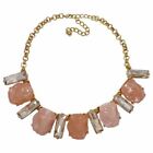 Kjl Kenneth Jay Lane Clear Crystal And Pink Rock Gold Collar Necklace