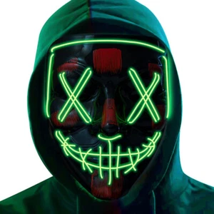 V for Vendetta Guy Fawkes LED Light Up 3 Mode Costume Cosplay Mask NEON GREEN - Picture 1 of 5