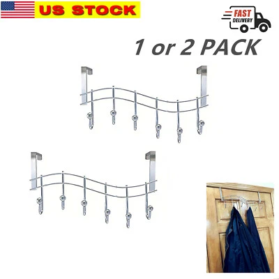 T-TOOL 1/ 2 Pc Over The Door Hook, Organizer Rack, Hanging for Coat, Hat, Towel, 6 Hook