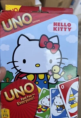 UNO Hello Kitty Card Game 112 Custom Cards Bow Card Cardinal Sanrio Mattel 2012 - Image 1 of 2