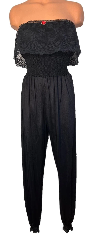 Mono Lencería De Colección Años 80 Undercover Wear Negro Encaje Volantes Nylon Talla Pequeña Foto 1 de 4