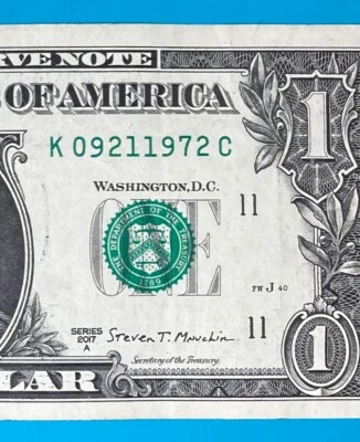 September 21, 1972 : K 09211972 C BIRTHDAY Note $1 One Dollar Bill - Image 1 of 3