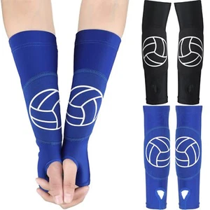 2 Pairs 12 Inches Volleyball Arm Sleeves with Protection Pads and Thumb Hole - Picture 1 of 7