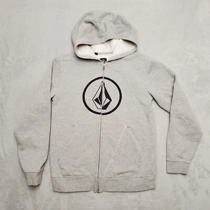 Volcom Hoodie Youth Large Gray Full Zip Casual Hooded Skate Logo Sweatshirt - Picture 1 of 10