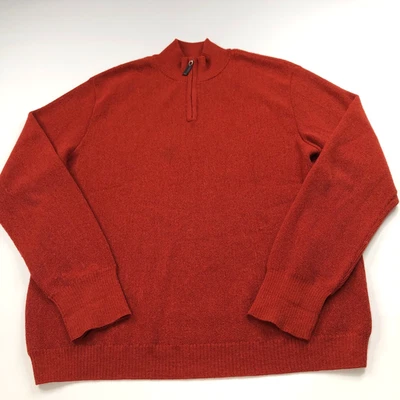 Paul Stuart XL 100% Alpaca Pullover 1/4 Zip Mock Neck Sweater Orange PLS READ - Image 1 of 4