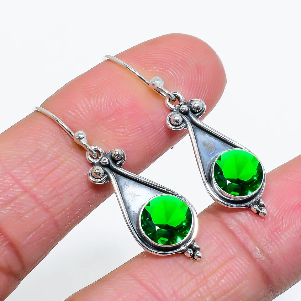 Pendiente de plata de ley 925 con diopsido cromado, regalo de Navidad, regalo para ella E40328 Foto 1 de 4