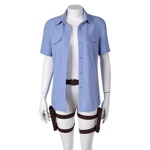 The Last of Us S2 Ellie Blue Shirt Cosplay Costume Women's Carnival Fancy Dress - Picture 1 of 11