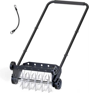18-Inch Push Spike Aerator, Heavy Duty Rolling Lawn Aerator, Rotary Spike Lawn - Picture 1 of 4