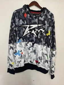 Ron BASS Felpa con Cappuccio Pullover Felpa Patch Uomo 2XL XXL NUOVA Nero Bianco Grafica - Foto 1 di 6