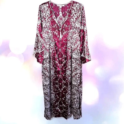 Bata caftán Oscar De La Renta para mujer M vintage romántica ropa de resort salón satinado Foto 1 de 4