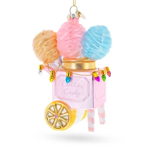 Carro de algodón de caramelo adorno de Navidad de vidrio soplado - Imagen 1 de 6