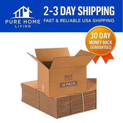 Versatile 10-Pack Medium Corrugated Cardboard Boxes - 18x14x12 for All Needs - Image 1 of 4