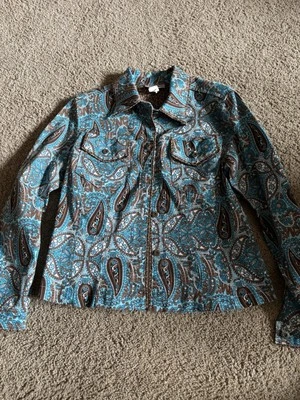 Paisley Art To Wear 3 Sisters Denim  Button Down Long Sleeve  Jacket Size S - Image 1 of 4