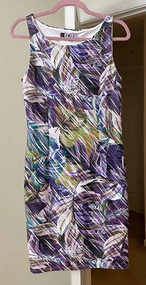 Jennifer Lopez Dress Artsy Purple Palm Floral Wiggle Sundress Bohemian Small - Image 1 of 2