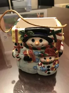 Holiday at Home Snowman Family Earthenware Gift Bag, Brand New In Box - Picture 1 of 10