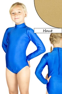 Kids Gym Suit Long Sleeve Collar RRV Body Skin Stretch Shiny Leotard - Picture 1 of 1