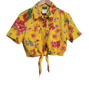 Dolce & Gabbana D&G Floral Tie Front Cropped Shirt Top 32/46 US8-10 Short Sleeve - Picture 1 of 13
