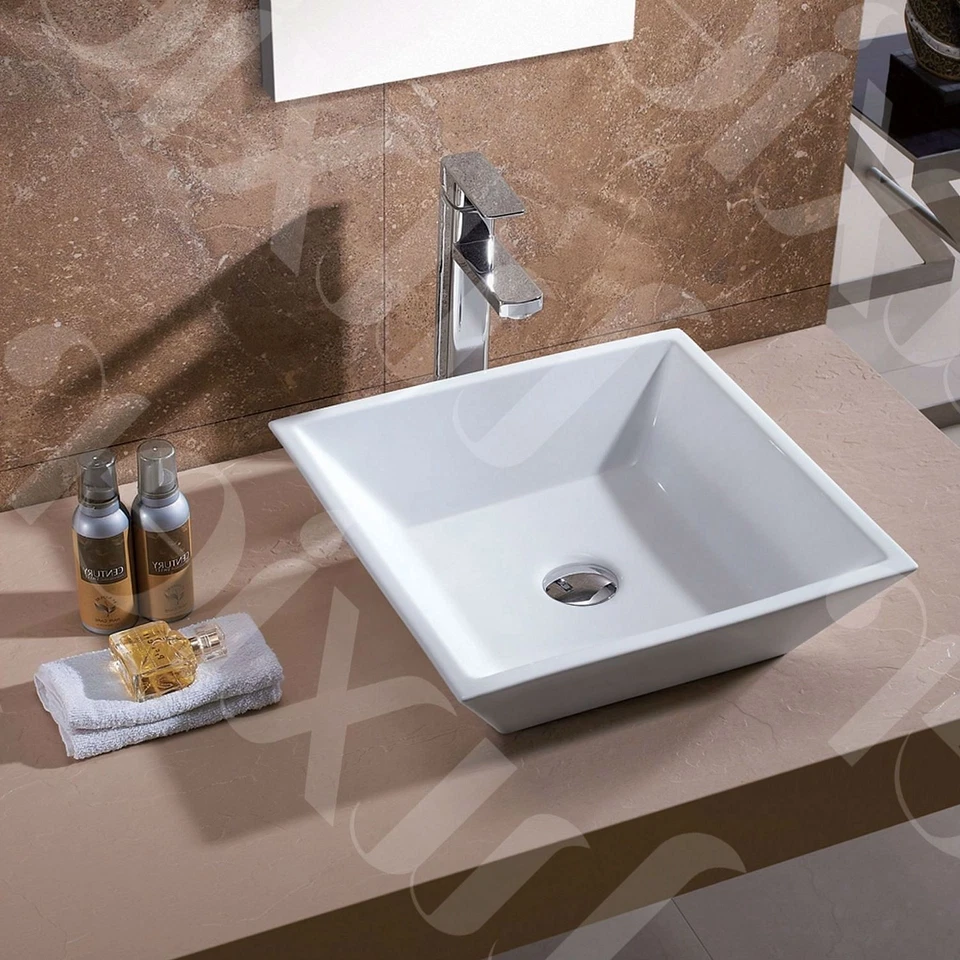 Contemporary White Ceramic Porcelain Vessel Bathroom Vanity Sink - 16 x 16-inch - Image 1 of 3