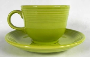 Homer Laughlin "Fiesta" Cup & Saucer, Lemongrass (Bright Green) China, Exc. - Picture 1 of 6