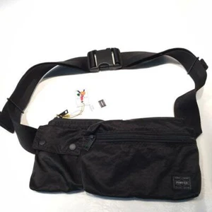 PORTER Yoshida Waist Body Bag Black 832-16134 2 Way Fanny Pack RING Japan New FS - Picture 1 of 7